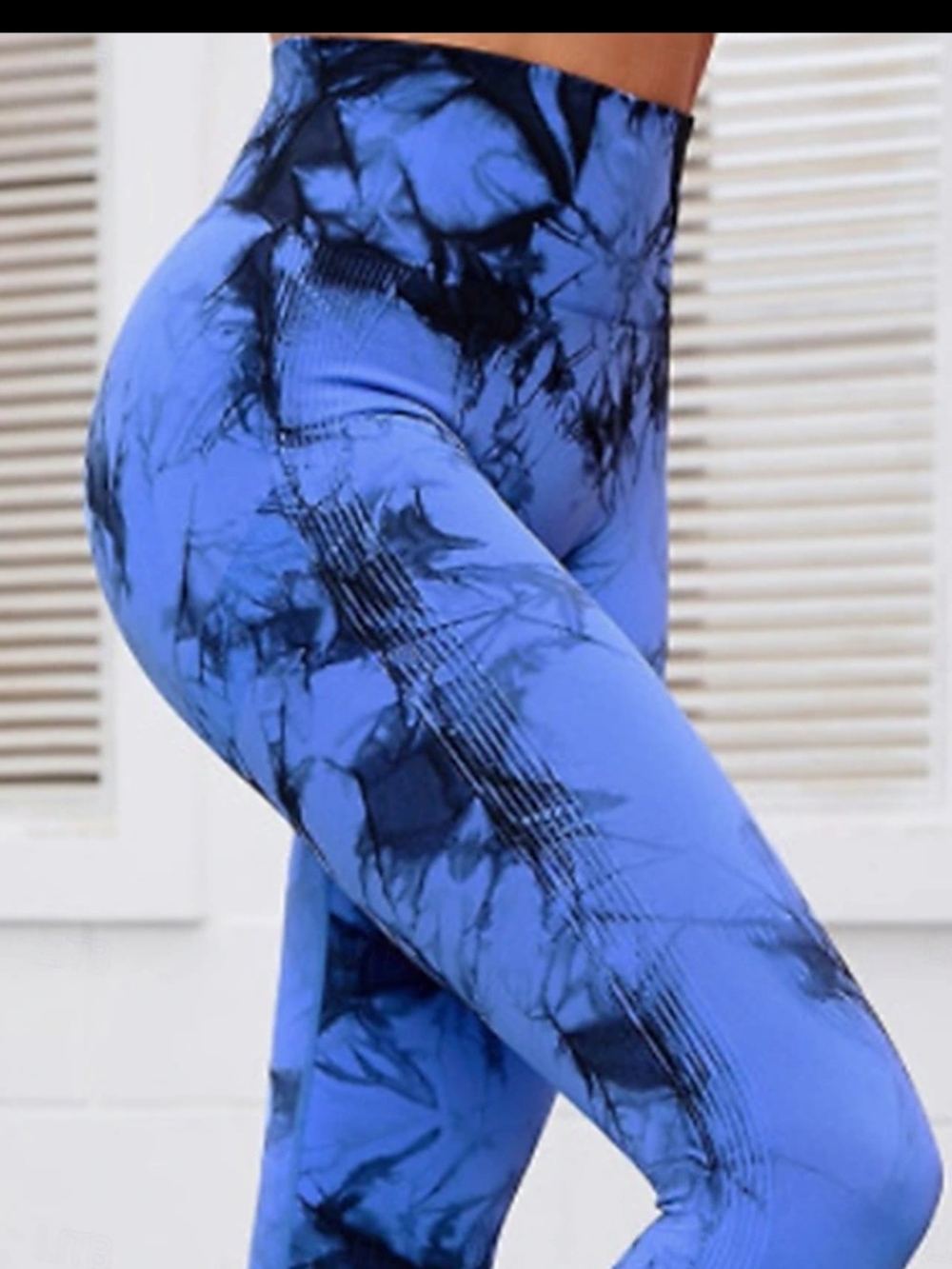 High-Rise Blue Tie-Dye Performance Leggings